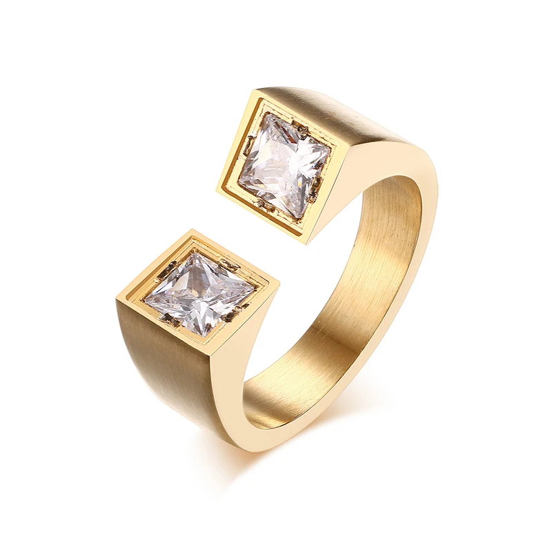 Unique Design Stainless Steel Rings Unique Open Cuff Rings Cubic