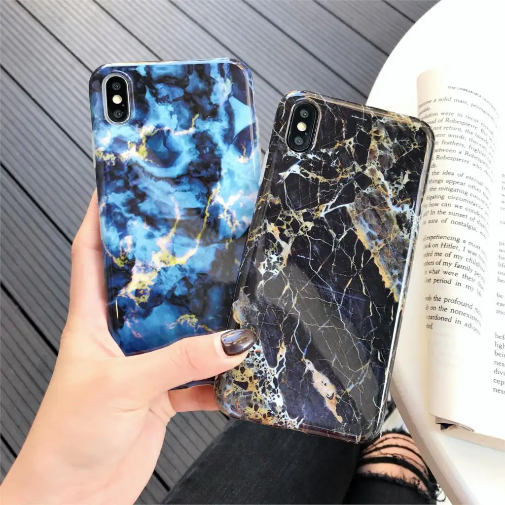 Case for iphone XS Max XR X Cover Matte TPU Covers On Luxury Fashion Marble 2 in 1 Silicone 7 6s 6 8 plus Funda |