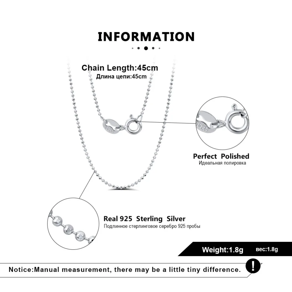 ORSA JEWELS женское серебряное ожерелье из натуральной 925 пробы, цепочка из бисера, изысканная стильная женская цепочка, ювелирное изделие SC24
