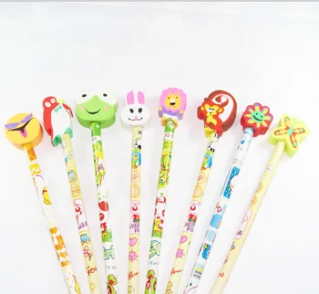 

office & school standard creative stationery eraser pencils student gift cartoon painting pencil 24 pcs/set mixed colors