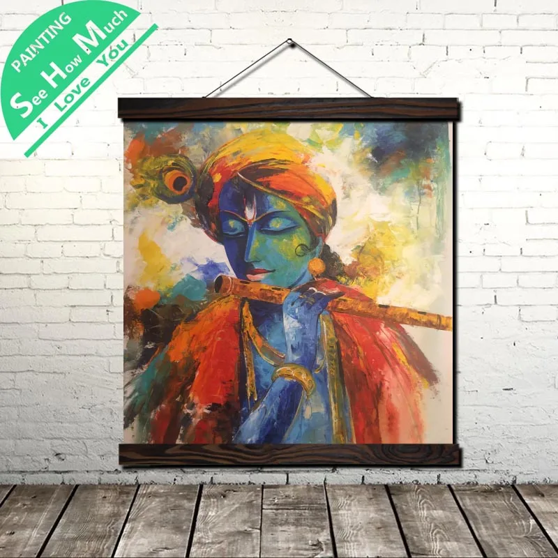 Pin on Krishna художественная прокрутка, живопись на холсте, винтажный постер и принты, настенная художественная картина, гостиная, спальня, украшение дома