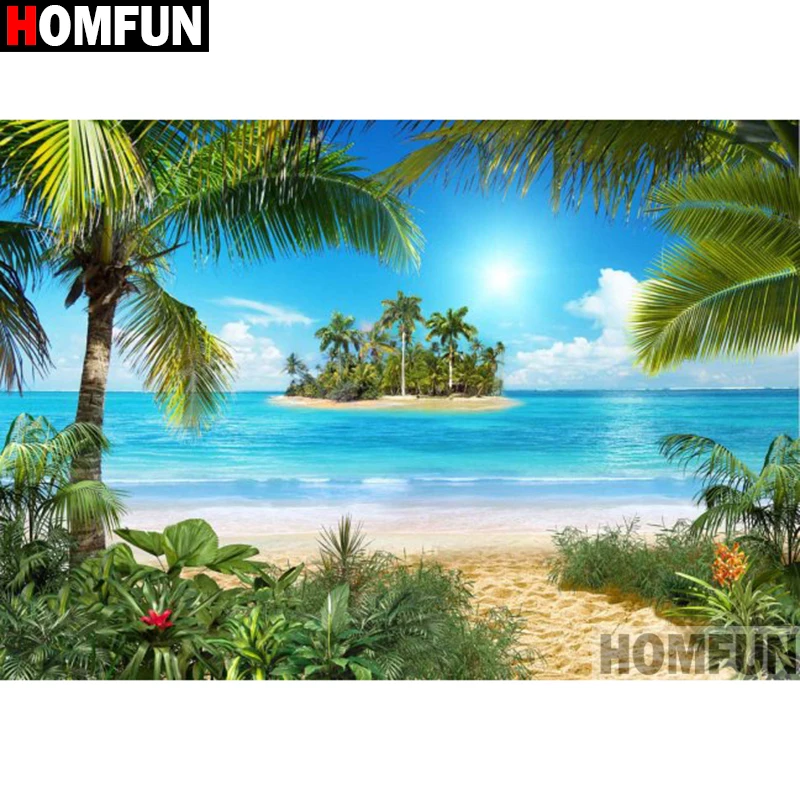Алмазная живопись HOMFUN A15606 картина Маленький остров с полными