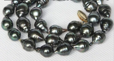 

huij 0033073 GENUINE BAROQUE 14MM BLACK SOUTH SEA TAHITIAN PEARL NECKLACE 14K