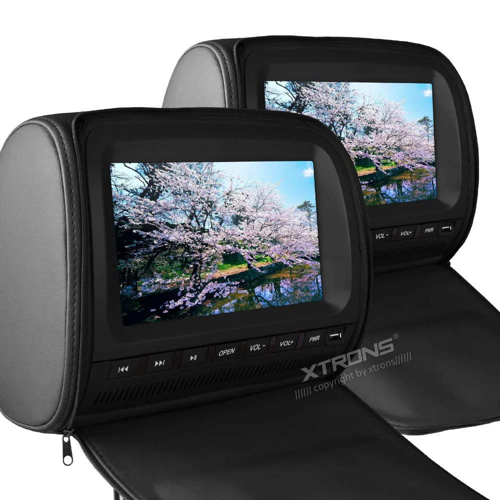 Cheap 2x9" Black Color (Grey & Beige Optional) Headrest Car DVD Car Headrest Monitor with DVD Buit-in IR& FM Transmitter 2