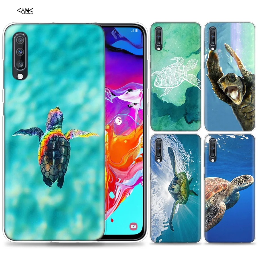 

Bags Case for Samsung Galaxy Mobile Phone A50 A70 A30 A20 J4 J6 J8 A6 A8 M30 A7 Plus 2018 Note 8 9 Sea Turtle Aqua Coque J6Plus