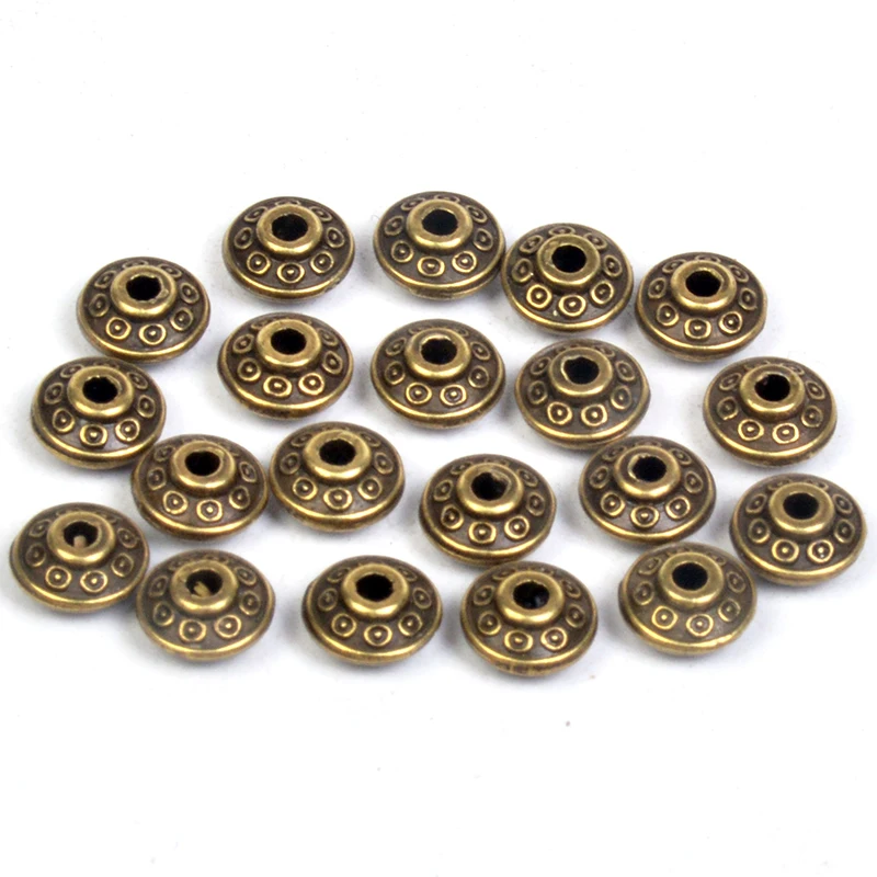 

100pcs/lot 6x4mm Tibetan Metal Beads Antique Gold Silver Bronze Cone Pattern Loose Spacer Beads For Jewelry Making