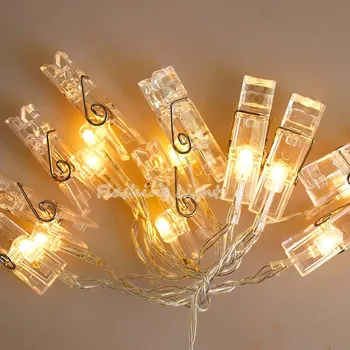

2M 20 LED Card Picture Photo Clips Pegs Bright String Lights LED Lamp Wedding Decoration Indoor Home Decor for Valentie's day