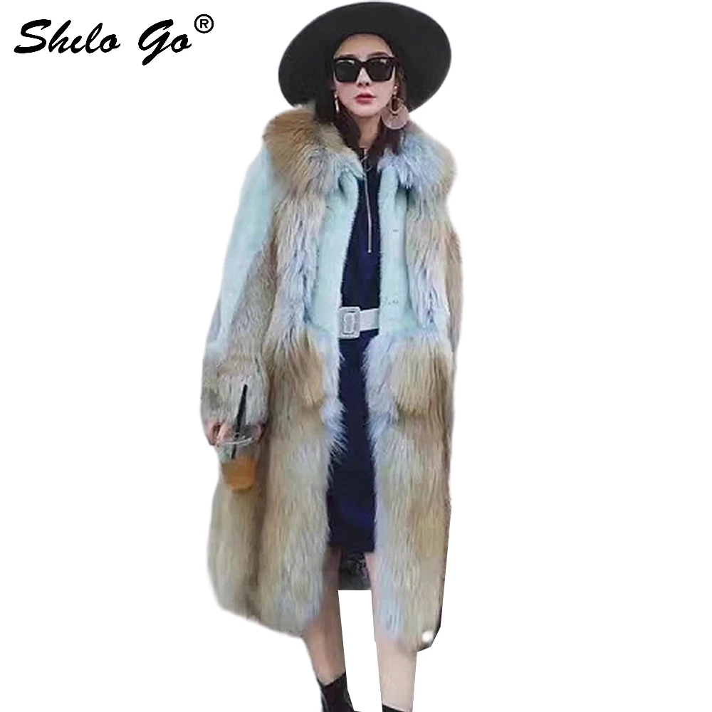 15days Gradient Island Cuir De Tout En Long Mode Presale Femmes Bleu Fourrure Vison Gold Entier Qualité Supérieure Renard Hiver Clair À 0XON8nPkwZ