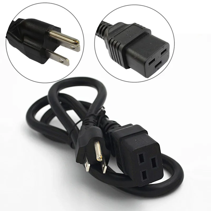 

1M 1.8M USA Power Cord US Canada 3Prong Nema 5-15P 3Pin Male to IEC320 C19 Power Adapter Cable IEC C19 AC Power Extension Cord