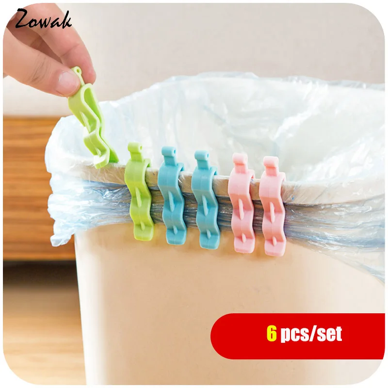 

6Pcs Household Garbage Basket Can Waste Bin Dustbin Trash Junk Edge Bag Barrel Clip Clamp Plastic Lock Holder Clips Home Office