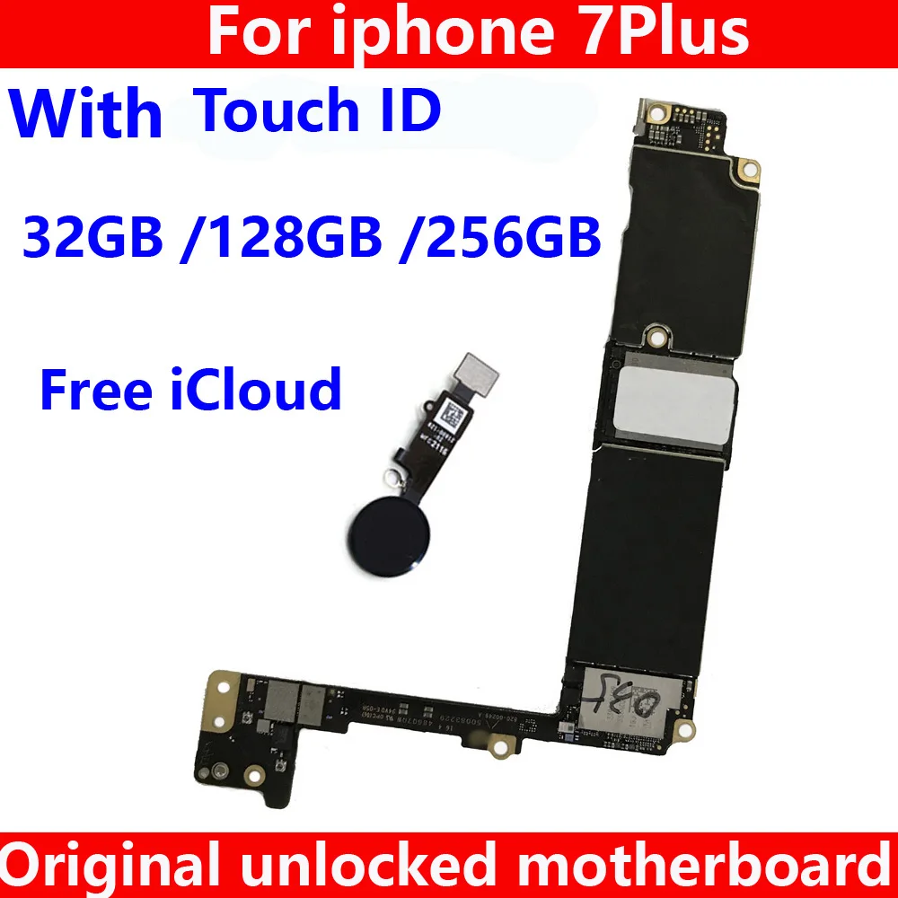 

Original Fingerprint motherboard for iphone 7Plus 7 Plus 32GB 128GB 256GB Full unlocked mainboard with / NO Touch ID IOS system