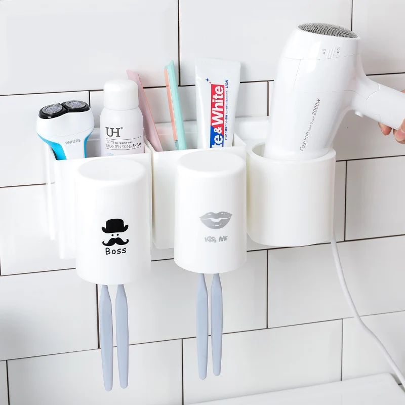 1 набор, держатель для зубных щеток с зубной кружкой, сушилка для волос, сушилка для хранения зубной пасты, аксессуары для ванной комнаты