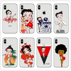 Betty boop мультфильм Мягкие силиконовые ТПУ чехол для телефона чехол для iPhoneXS MAX XS X 8 8 плюс 7 7 плюс 6 6 s Plus X 5S SE чехол