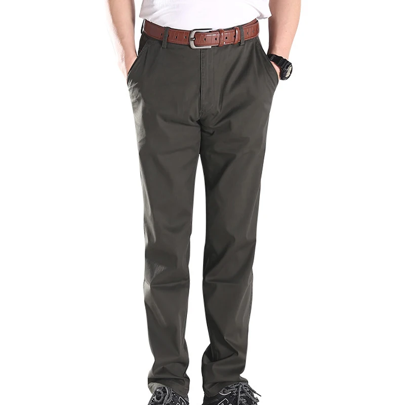 Cotton elastic straight jeans Pants Men Breathable Thermal Pants Men