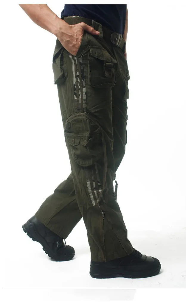 Армия грузов мужчины милитари Стиль 101 Airborne тактические брюки свободные тяжелые мульти-карманов commado полной длины модные рабочие брюки