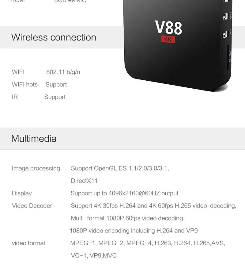 10 ШТ. SCISHION V88 Android 5.1 TV Box RK3229 1 Г 8 Г 4 USB 4 К x 2 К Wi-Fi с DLNA Media Player Европейский IPTV SET TOP BOX