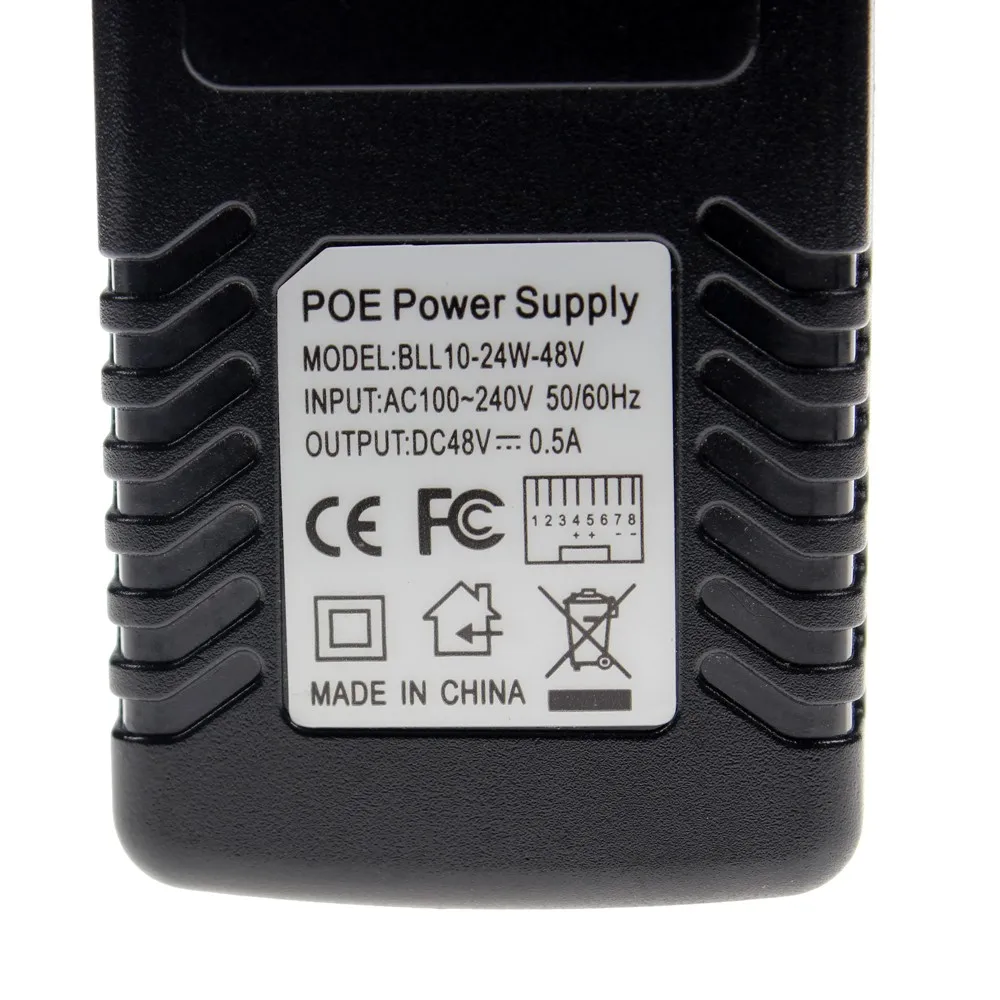 US EU Plug Surveillance CCTV Security 48V 0.5A 24W POE Wall Plug POE Injector Ethernet Adapter IP Camera PoE Power Supply