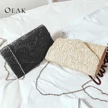 Oeak женская сумка-конверт кружевная однотонная, маленькая квадратная сумка в руке Новая мода