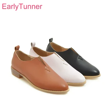 

Brand New Comfortable Brown Black Women Nude Pumps 1inch Chunky Heels Lady Casual Shoes EH801 Plus Big Size 10 43 45 48