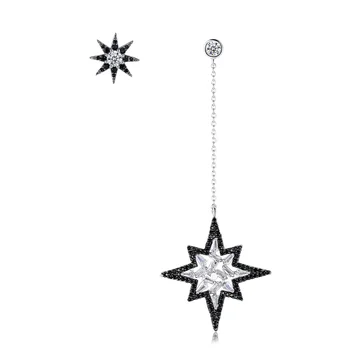

2019 New Minimalist Asymmetric Cubic Zirconia Geometric Star Black Stud Earrings For Women Lady's Romantic Earring Jewelry