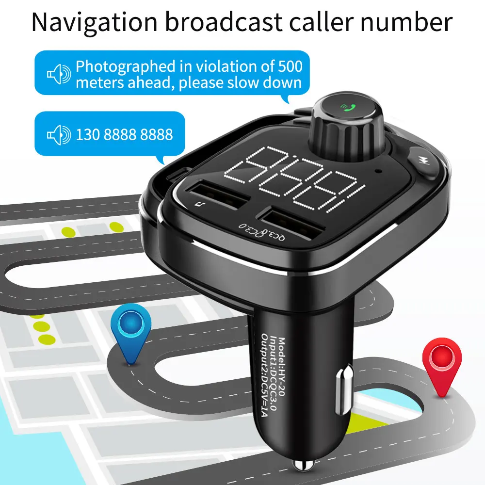 QC 3,0 двойной USB Универсальное автомобильное зарядное устройство fm-передатчик для Bluetooth музыкальный приемник Прямая