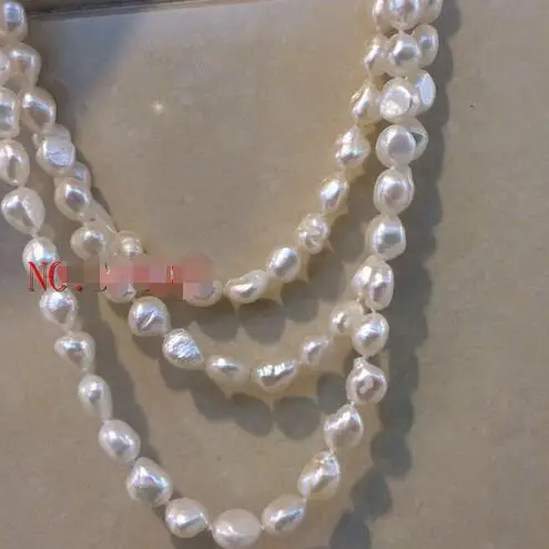 

New natural 60 "10-11mm baroque white freshwater pearls necklace Long sweater chain>>> women jewerly Free shipping