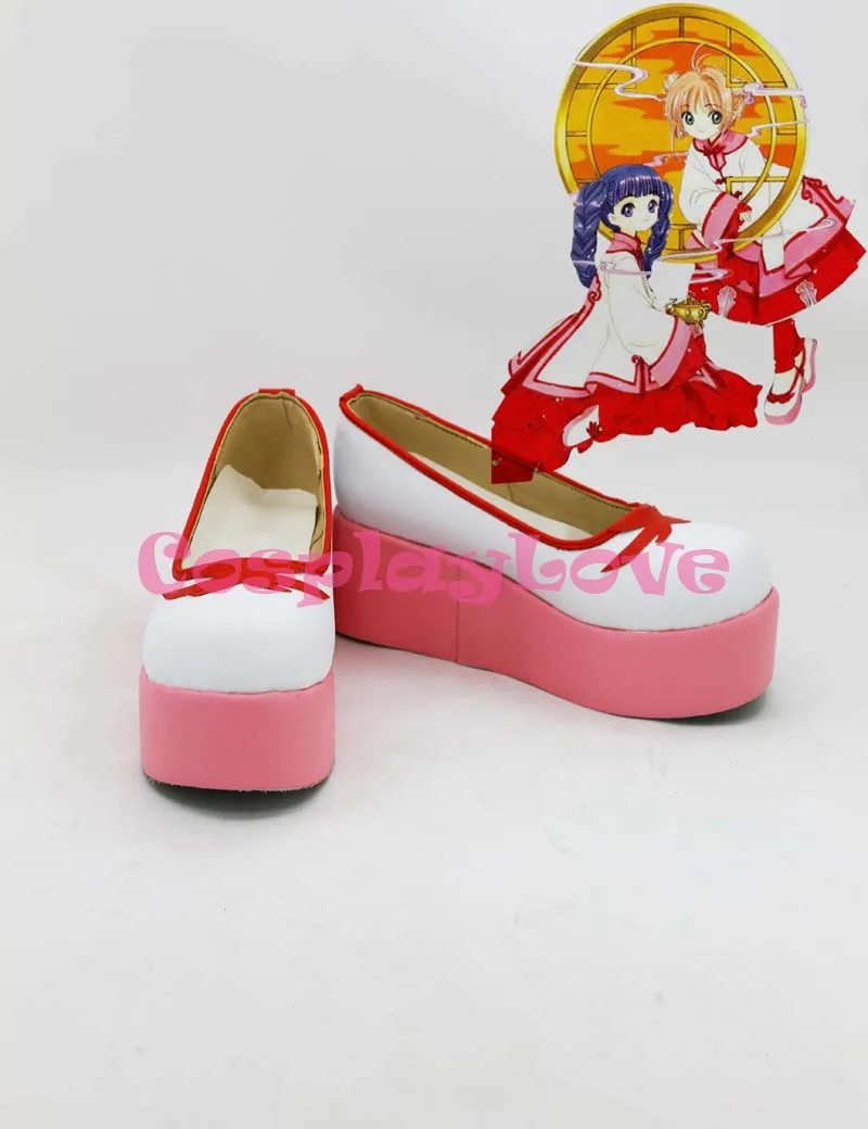 

Сакуры Cardcaptor Sakura Kinomoto Sakura, белые, розовые сапоги для косплея ручной работы для Хэллоуина, Рождественского фестиваля, косплея Love