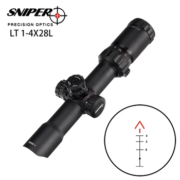 

SNIPER Hunting Riflescope 1-4X28 Glass Etched Chevron Reticle Long Eye Relief Tactical Optical Sight RGB Illuminated Rifle Scope