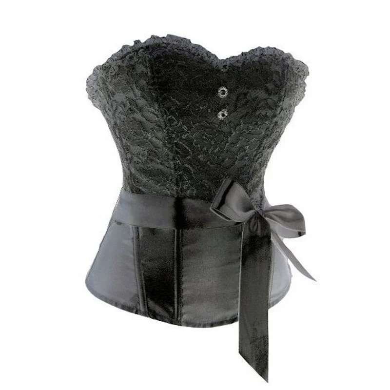Lace Strapless Sexy Overbust Corset Exotic Summer Gothic Clothing Punk Corset Bustier Top Black Wedding Party Corselet Corset (4)