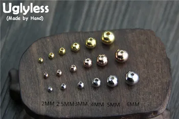 

Uglyless Real S925 Sterling Silver Beans Beading Accessories Jewelry DIY Various Sizes Balls Spacer Beads Classic Round Findings