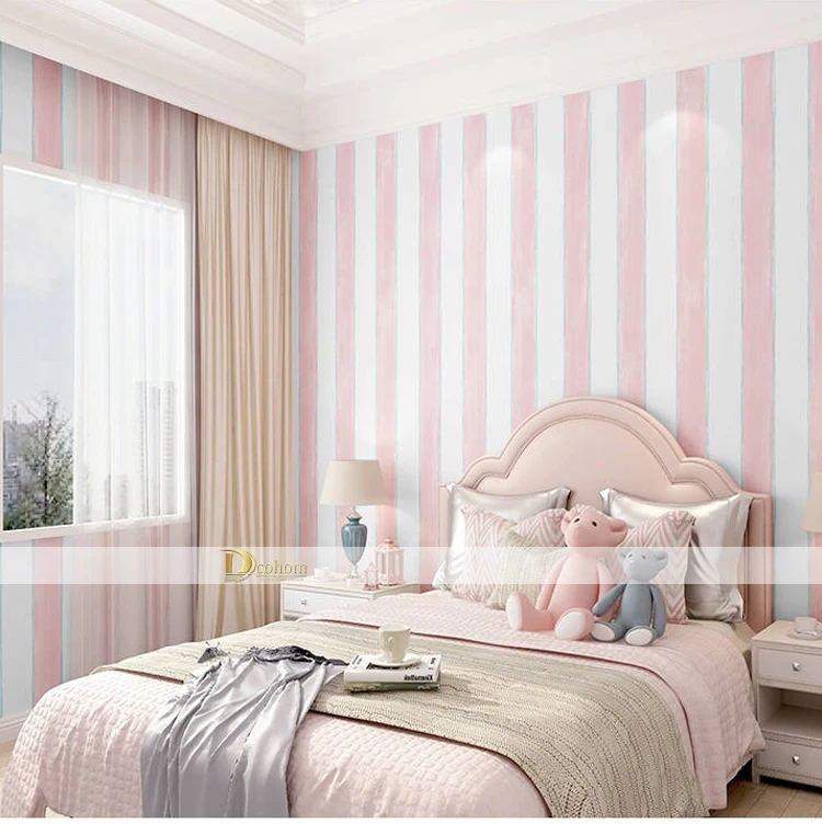 Синие розовые и белые яркие полосатые обои, современная роскошная настенная бумага, обои для стен, 3D обои для детской комнаты