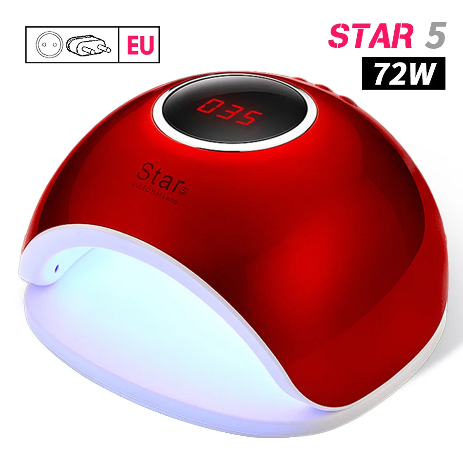 УФ-светодиодный светильник ViiNuro для ногтей, Сушилка для ногтей, светильник для маникюра, 66 Вт, умный ЖК-дисплей для всех видов гель-лаков, инструменты для дизайна ногтей - Цвет: 72W Red EU Plug