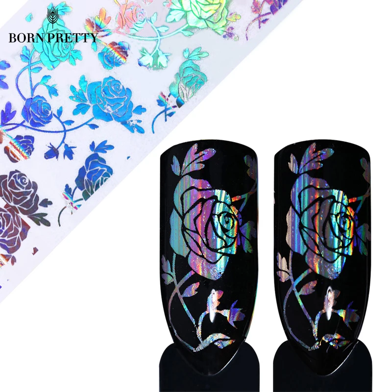 

1 Roll Holo Starry Nail Foil Rose Flower 4*100cm Transfer Sticker Manicure For Nail Art Decoration