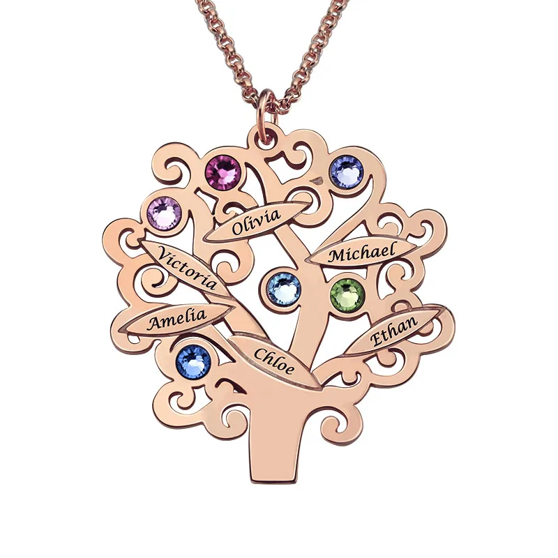 StrollGirl,, 925 пробы, серебро, на заказ, семейная команда, дерево жизни, ожерелье, уникальное ювелирное изделие, винтажный подарок для мам, хит - Окраска металла: rose gold color