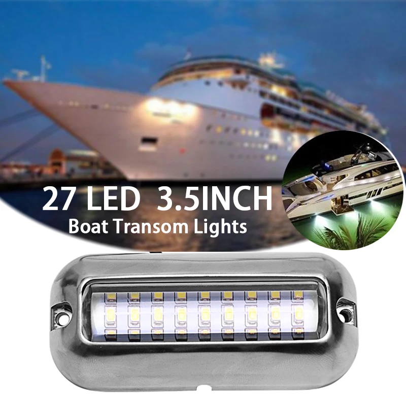 

Universal 3.5inch 12V led 27 LED Marine Stainless Steel Under Water Pontoon Waterproof Boat Transom Light White/Blue/Green/Red