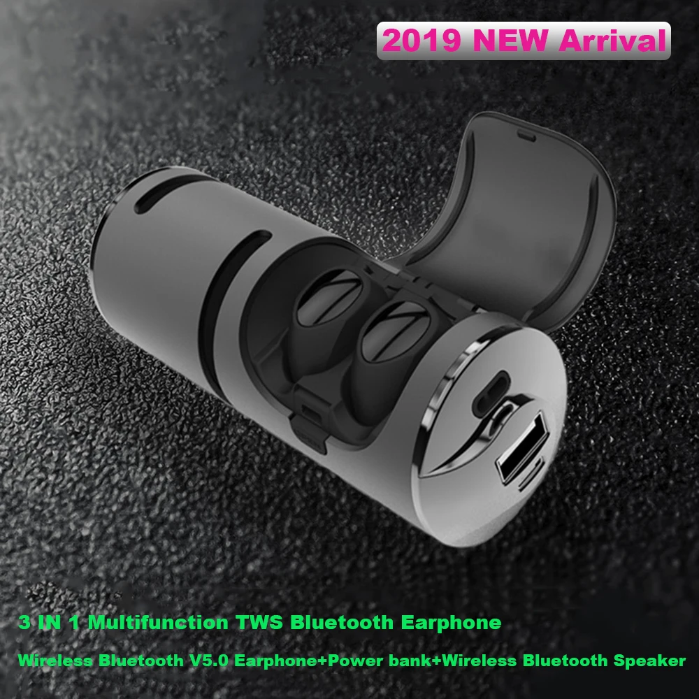 

2019 New 3 IN 1 Multifunction TWS Bluetooth Earphone Wireless Bluetooth V5.0 Headphones+Power Bank+Wireless Bluetooth Speaker
