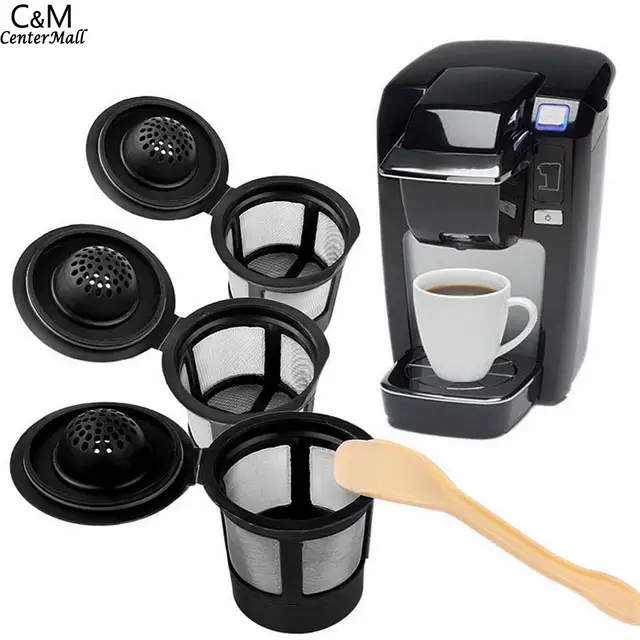 Best Offers Black Filter Cup Flip With 3Pcs Coffee Cover Basket Kitchen Spoon Reusable  coffee filter