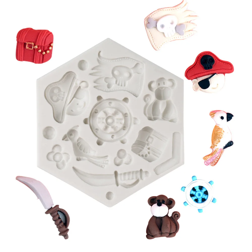 

Luyou Pirates Hat Cupcake Silicone Mold Fondant Mould Cake Decorating Tools Parrot Chocolate Molds,Kitchen Accessories FM1536