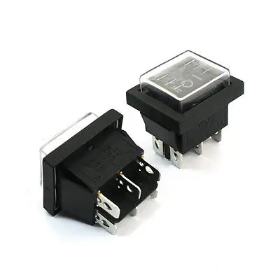 

2PCS Black Button 3 Positions 6Pins Panel Mount Waterproof Rocker Switch DPDT Maintained Self-Locked KCD4-101-6P