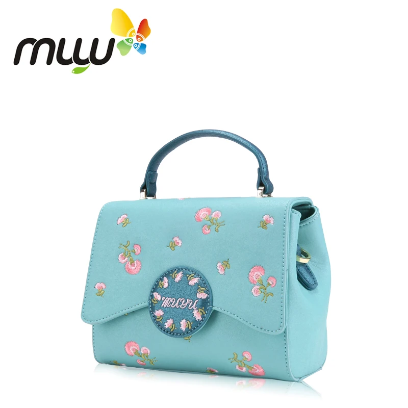 Muyu 2018 женские сумки с цветочной вышивкой и застежкой молнией Мягкие Сумки из