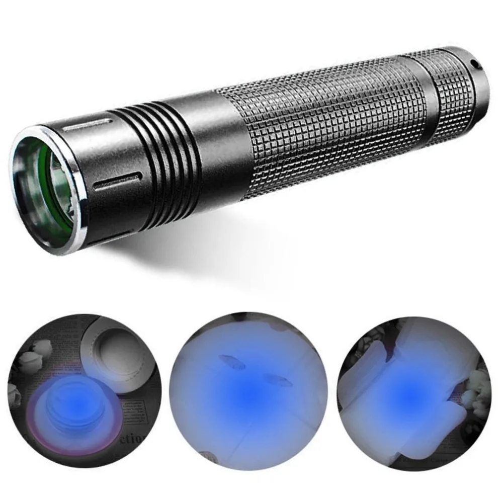 

Adjustable FocusLED UV 365nm Flashlight for Counterfeit Detection Document Verification LED Fluorescer Mask Money 18650