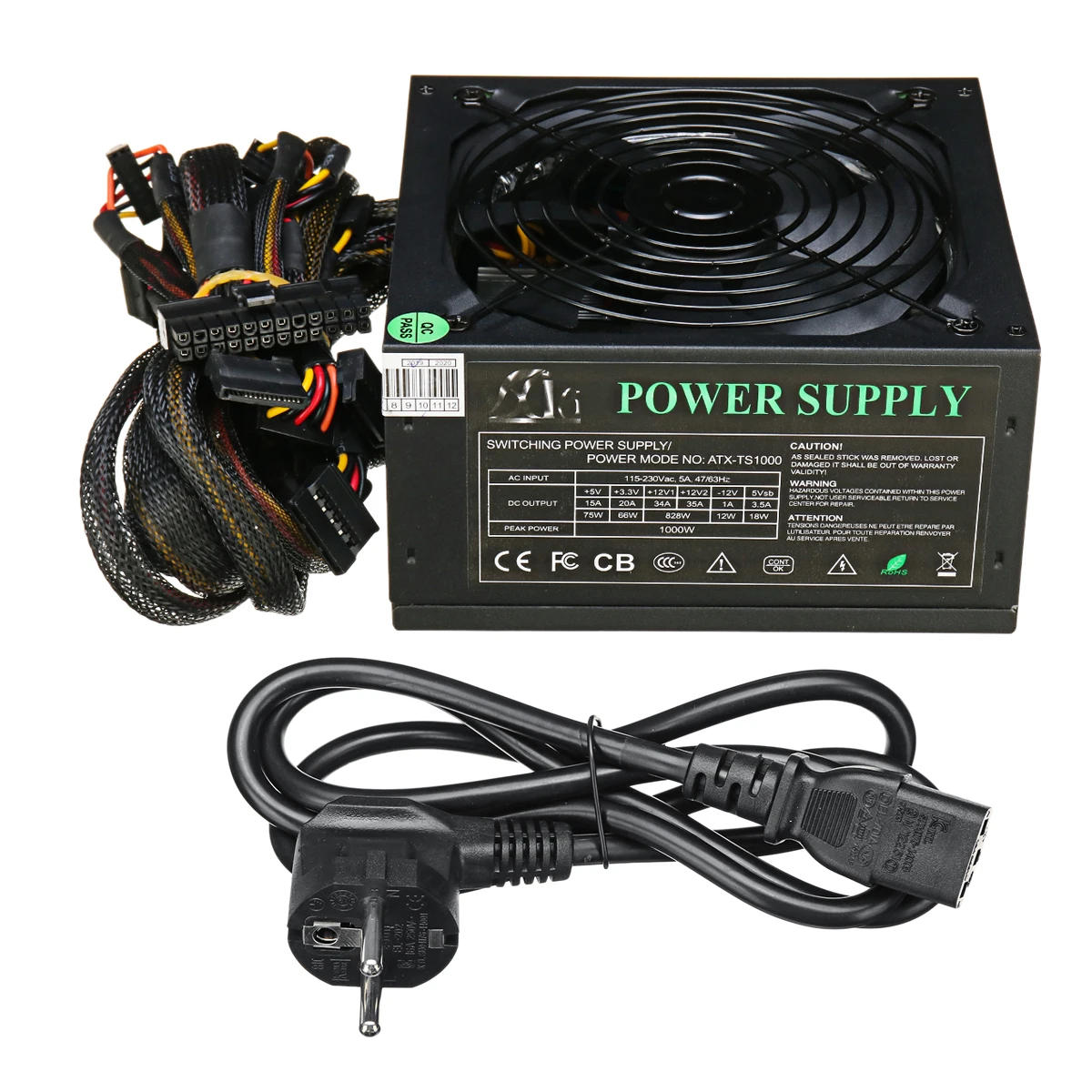 1500 W إمدادات الطاقة 140 مللي متر LED مروحة 24 دبوس PCI SATA ATX 12 V PC وحدة إمداد الطاقة للكمبيوتر دعم AMD Win7