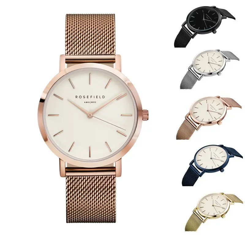 steel Men Watch Golden Genuine Leather Quartz Water Resistant 3ATM Watch Women Dress Men Sports Famous