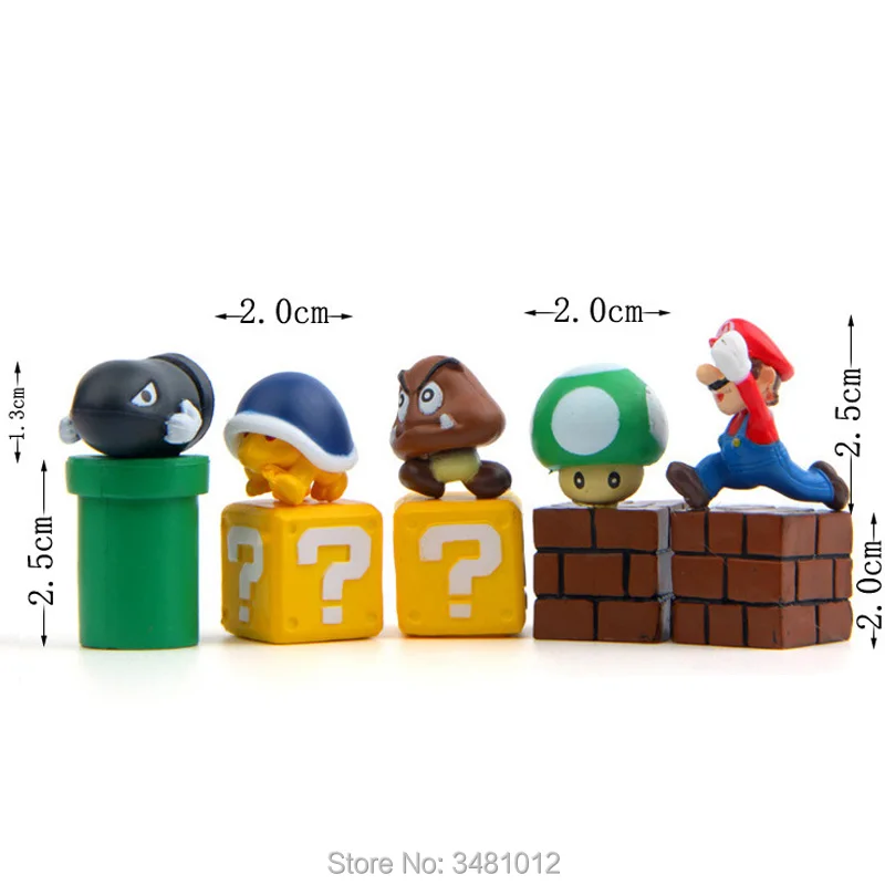Super Mario Bros Game Scene Blocks Mini PVC Action Figures Koopa Troopa Toad Miniatures Mushroom Anime Figurines Dolls