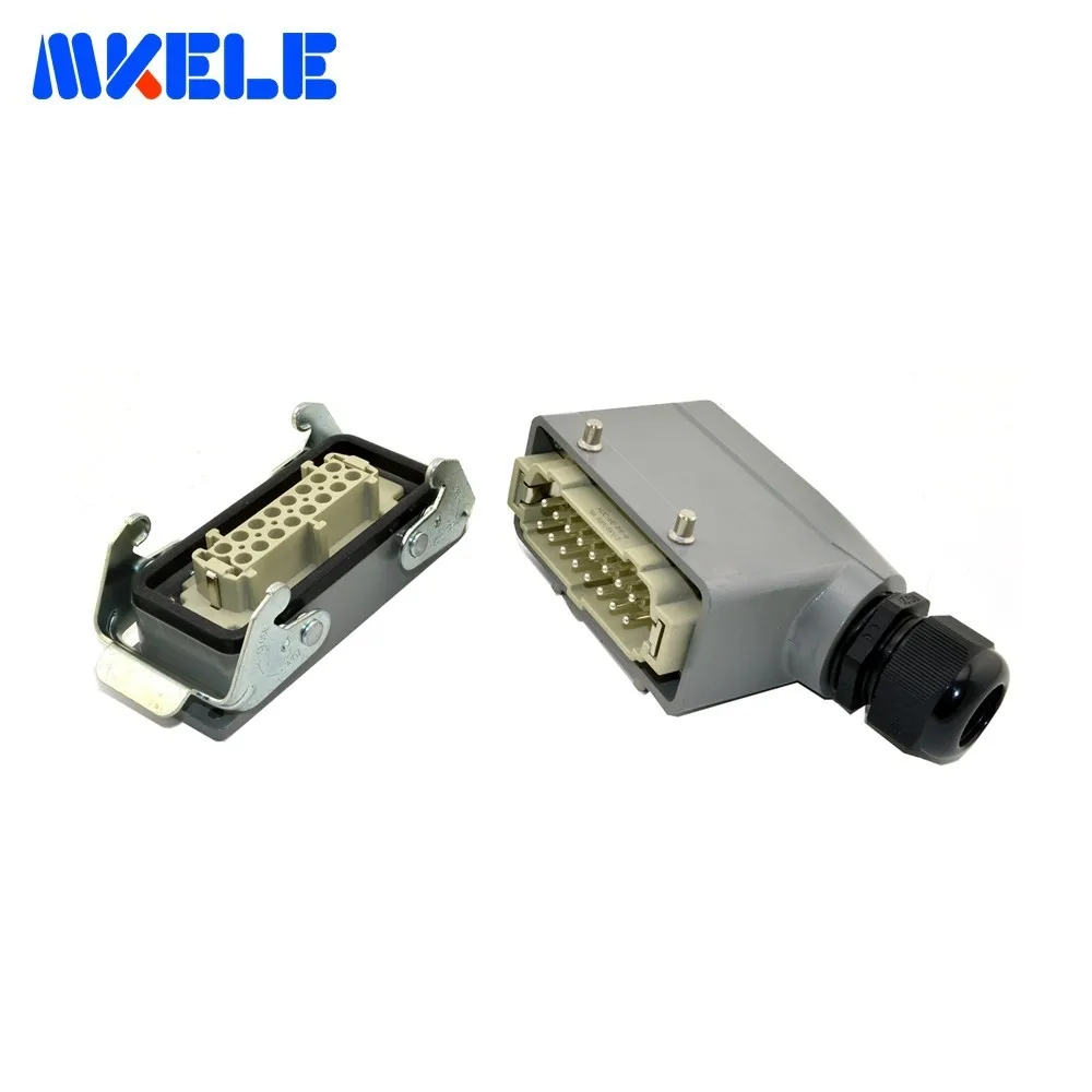 

MK-HE-016-1 Side Entry 400/500V Heavy Duty Power 16 Pin Connector Double Buckle Rectangular Socket Plug Waterproof Plug Hot Sale