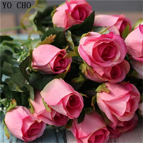 Rose red Йо Чо дом Декор Розы Цветы Букет Искусственный шелк Цветы Поддельные пион украшения для дома для свадебной вечеринки подарок цветочный - Цвет: Rose red