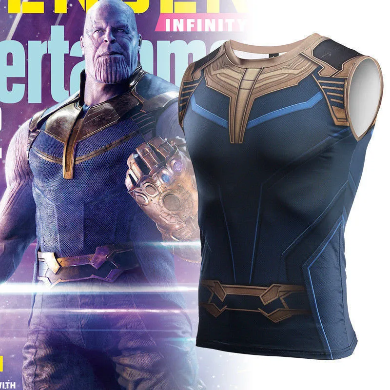 

New Avengers Endgame Thanos 3D Printed T-Shirt Cosplay Thanos Costume Superhero Vest T-Shirts Fitness Tights Top Tees Sleeveless