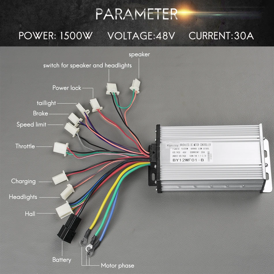 Бесщеточный мотор KUNRAY 48V 1500W 1600W DC комплект для переоборудования электрического