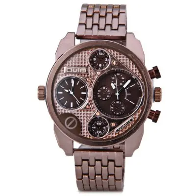 Relogio masculino Vogue Dual Time повседневные Oulm 9316 Relogio спортивные часы мужские военные армейские часы подарок кварцевые наручные часы - Цвет: Кофе