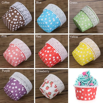

100PCS Cupcake Paper Muffin Cupcake Dot Decorate Paper Grease-proof Liners Baking Case Mold Decorate Cake Party Baking Wrapper